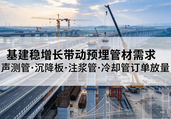 敦化基建稳增长带动预埋监测管材需求，声测管、沉降板、注浆管订单持续放量